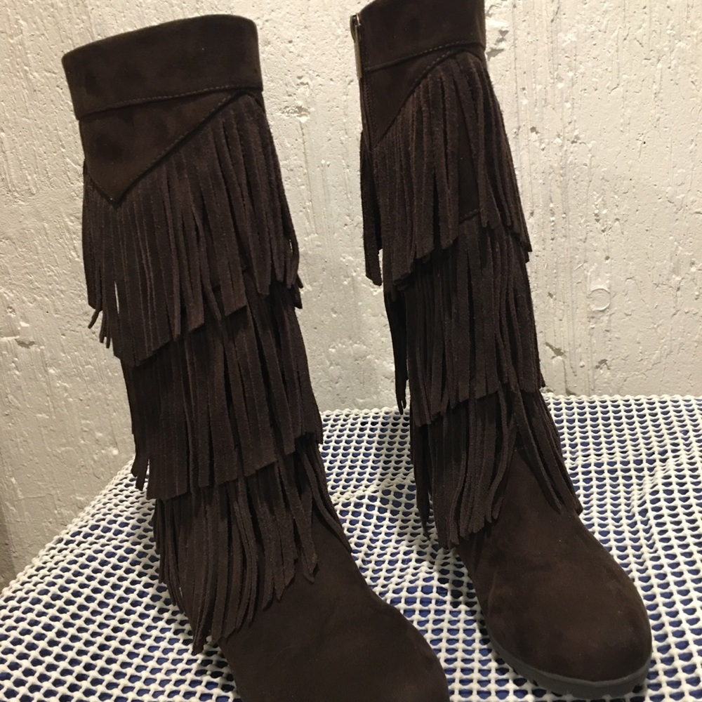 😍 Girls Reaction Kenneth Cole Fringe Boots Size 1-1/2